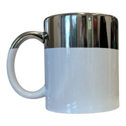 Fehér szublimációs bögre ezÜst sávval 11oz.