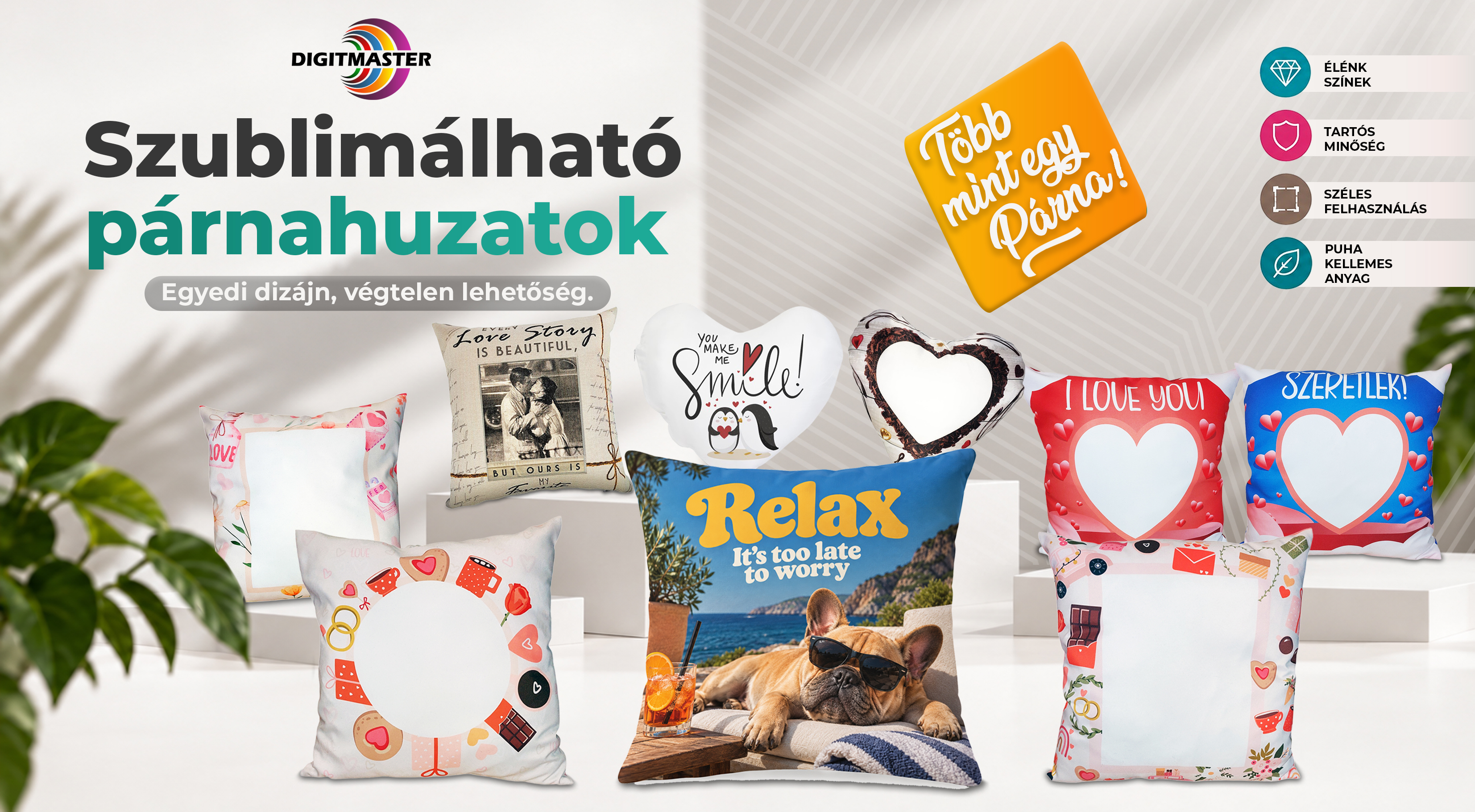 Szublimálható párnahuzatok a Digitmaster-től