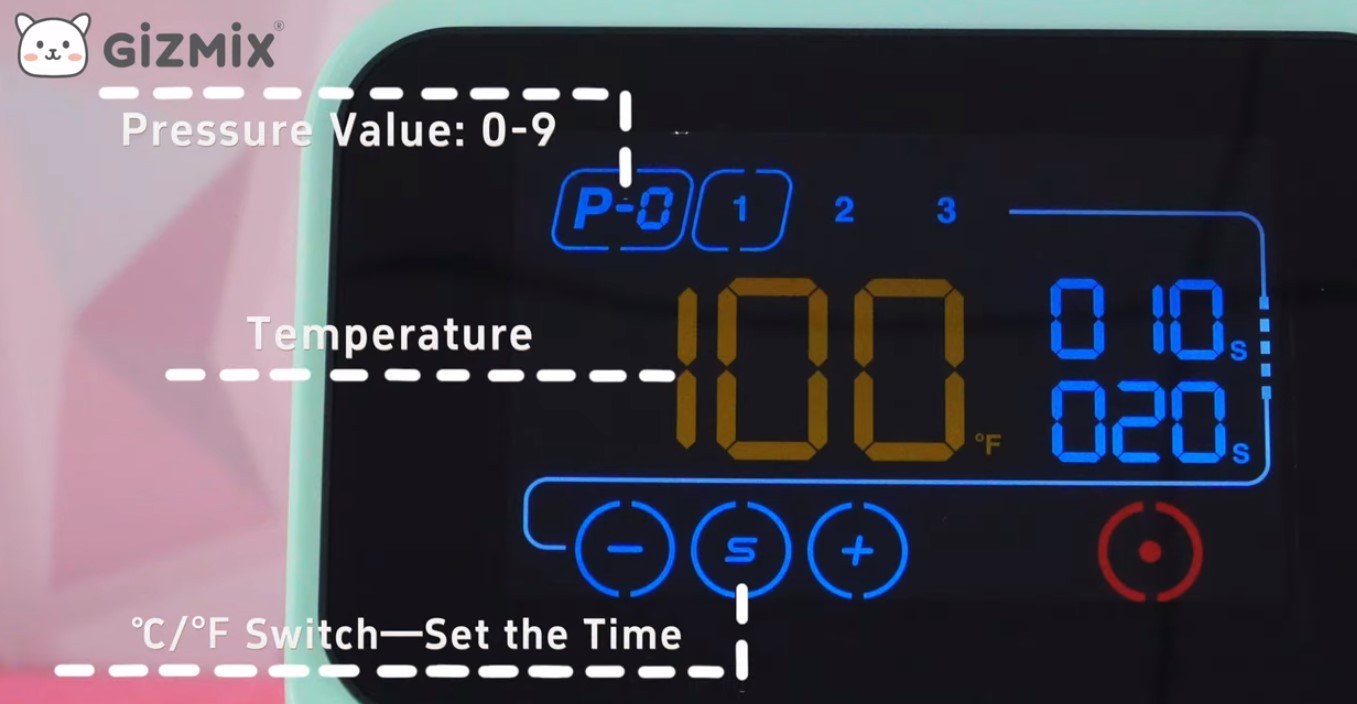 GIZMIX 40x50cm automata DTF hőprés Timer setting
