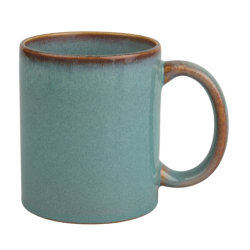 Szublimációs bögre pasztell zöld barna peremmel 330 ml.