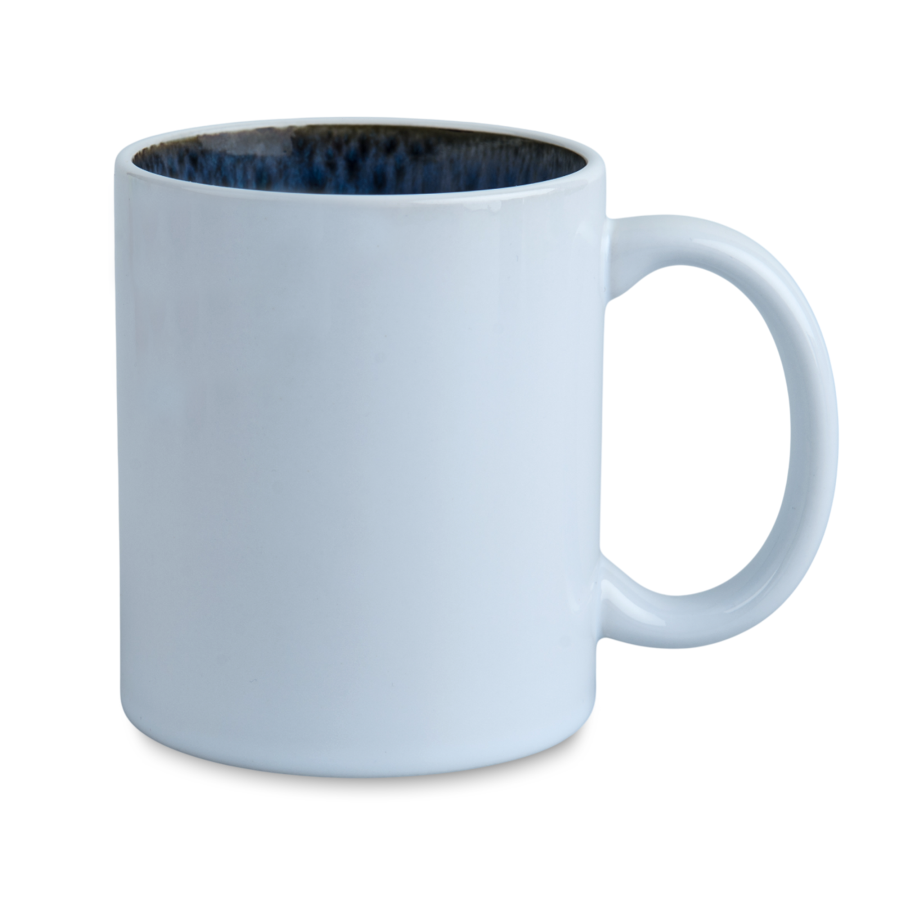 Szublimálható bögre fehér külső batikolt világoskék belső 330ml..